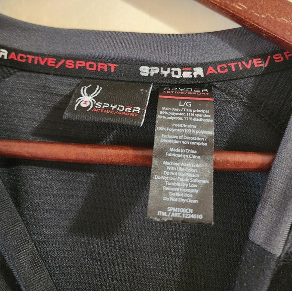 Spyder Men's Athletic Techwear Long Sleeve Black Microfleece Shirt Size Large - Picture 2 of 11